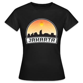 Jakarta Indonésie Skyline Vintage Sunset Travel So - T-shirt Femme - noir - Devant - AI Model Female 172 dark (172cm)