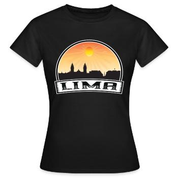 Lima Peru Skyline Vintage Sonnenuntergang Reise Souvenir - Frauen T-Shirt - Schwarz - Vorne - AI Model Female 172 dark (172cm)