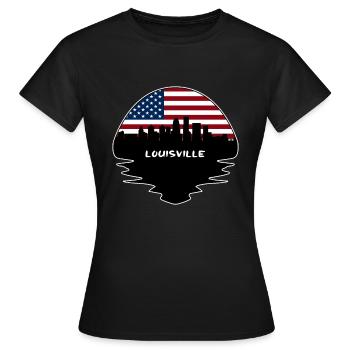 Louisville Kentucky USA Flagge Skyline Silhouette Tr - Frauen T-Shirt - Schwarz - Vorne - AI Model Female 172 dark (172cm)