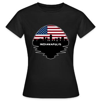 Indianapolis Indiana États-Unis Flag Skyline Silhouette T - T-shirt Femme - noir - Devant - AI Model Female 172 dark (172cm)