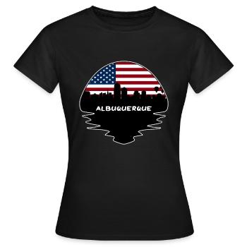 Albuquerque Nouveau-Mexique États-Unis Flag Skyline Silhouette - T-shirt Femme - noir - Devant - AI Model Female 172 dark (172cm)