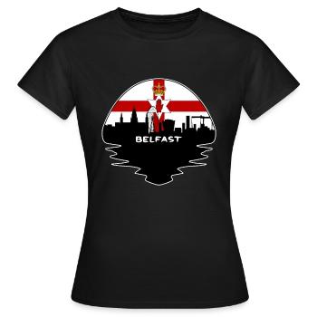 Belfast Irlande du Nord Flag Skyline Silhouette T - T-shirt Femme - noir - Devant - AI Model Female 172 dark (172cm)