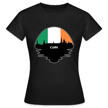 Cork Ireland Flag Skyline Silhouette Travel - Women's T-Shirt - black - Front - AI Model Female 172 dark (172cm)