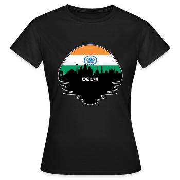 Delhi Inde Flag Skyline Silhouette Voyage - T-shirt Femme - noir - Devant - AI Model Female 172 dark (172cm)