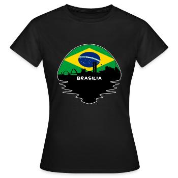 Brasilia Brazil Flag Skyline Silhouette Travel - Women's T-Shirt - black - Front - AI Model Female 172 dark (172cm)