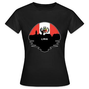 Lima Peru Flagge Skyline Silhouette Reisen - Frauen T-Shirt - Schwarz - Vorne - AI Model Female 172 dark (172cm)