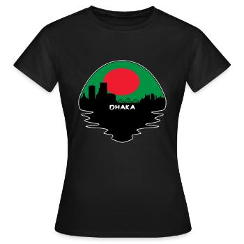 Dhaka Bangladesh Flag Skyline Silhouette Travel - Women's T-Shirt - black - Front - AI Model Female 172 dark (172cm)
