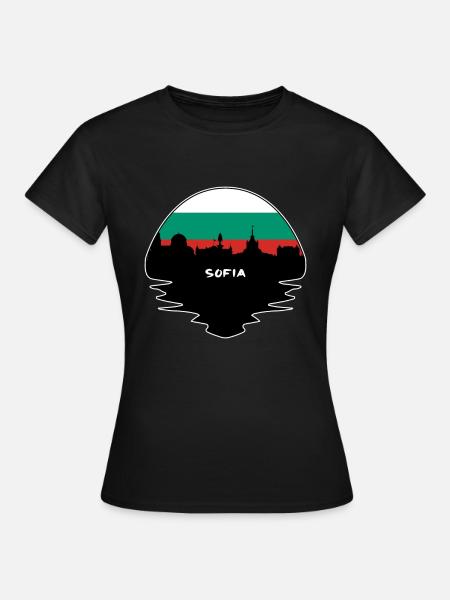Sofia Bulgarie Flag Skyline Silhouette Voyage - T-shirt Femme - noir