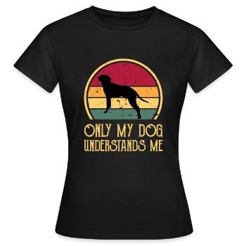 Braque Saint Germain Dog Silhouette Retro Coucher de soleil - T-shirt Femme - noir - Devant - AI Model Female 172 dark (172cm)