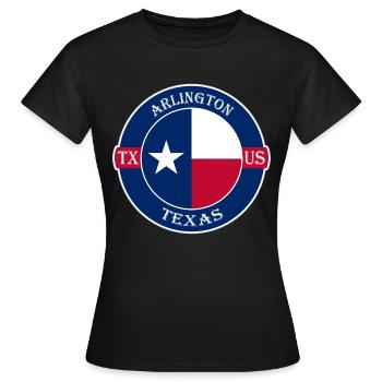 Arlington Texas Flagge USA Reise Souvenir Abzeichen - Frauen T-Shirt - Schwarz - Vorne - AI Model Female 172 dark (172cm)