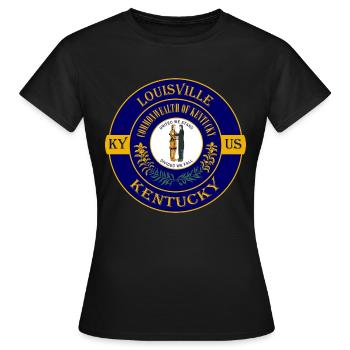 Louisville Kentucky Flagge USA Reise Souvenir Abzeichen - Frauen T-Shirt - Schwarz - Vorne - AI Model Female 172 dark (172cm)