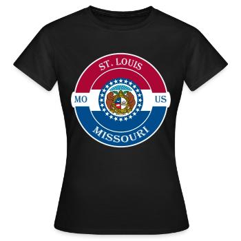 St. Louis Missouri drapeau USA voyage souvenir badge - T-shirt Femme - noir - Devant - AI Model Female 172 dark (172cm)