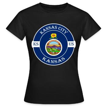 Kansas City Kansas Flag USA Badge souvenir de voyage - T-shirt Femme - noir - Devant - AI Model Female 172 dark (172cm)