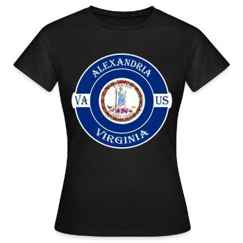 Alexandria Virginia Flagge USA Reise Souvenir Abzeichen - Frauen T-Shirt - Schwarz - Vorne - AI Model Female 172 dark (172cm)