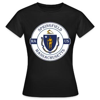Springfield Massachusetts Flagge USA Reisesouvenir - Frauen T-Shirt - Schwarz - Vorne - AI Model Female 172 dark (172cm)