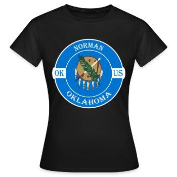 Norman Oklahoma Flag USA Travel Souvenir Badge - T-shirt Femme - noir - Devant - AI Model Female 172 dark (172cm)