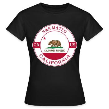 San Mateo California Flagge USA Souvenir Abzeichen - Frauen T-Shirt - Schwarz - Vorne - AI Model Female 172 dark (172cm)