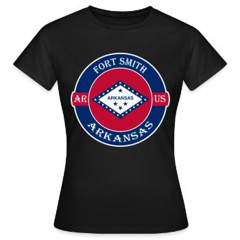 Fort Smith Arkansas Flagge USA Reise Souvenir Abzeichen - Frauen T-Shirt - Schwarz - Vorne - AI Model Female 172 dark (172cm)