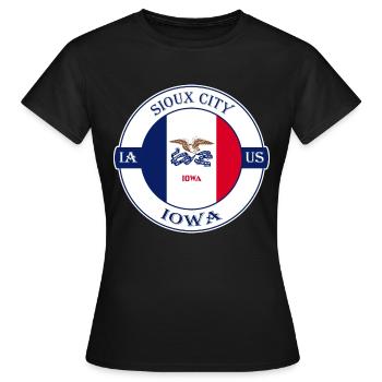 Sioux City Iowa Flagge USA Reise Souvenir Abzeichen - Frauen T-Shirt - Schwarz - Vorne - AI Model Female 172 dark (172cm)
