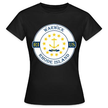 Warwick Rhode Island Flag USA Souvenir Badge - T-shirt Femme - noir - Devant - AI Model Female 172 dark (172cm)