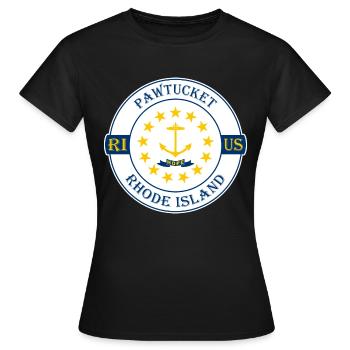 Pawtucket Rhode Island Flagge USA Souvenir Abzeichen - Frauen T-Shirt - Schwarz - Vorne - AI Model Female 172 dark (172cm)