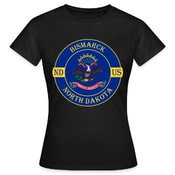 Bismarck North Dakota Flagge USA Souvenir Abzeichen - Frauen T-Shirt - Schwarz - Vorne - AI Model Female 172 dark (172cm)