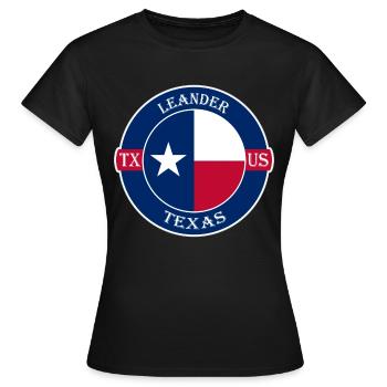 Leander Texas Flag USA Travel Souvenir Badge - T-shirt Femme - noir - Devant - AI Model Female 172 dark (172cm)