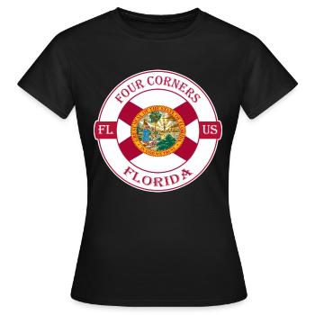 Four Corners Florida Flagge USA Souvenir Abzeichen - Frauen T-Shirt - Schwarz - Vorne - AI Model Female 172 dark (172cm)