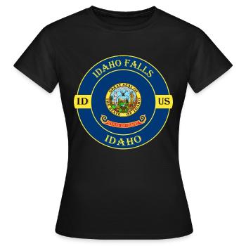 Idaho Falls Idaho Flag USA Travel Souvenir Badge - T-shirt Femme - noir - Devant - AI Model Female 172 dark (172cm)