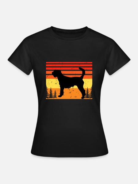 Kromfohrlander Hondenliefhebber Silhouet Vintage Zonsondergang - Dame-T-shirt - sort