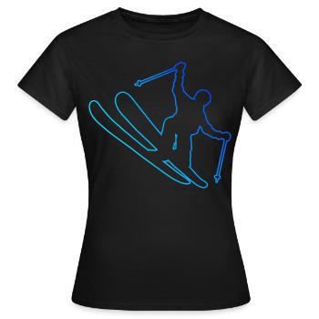 Ski Jumping Ski Freestyle Herren Slopestyle - Frauen T-Shirt - Schwarz - Vorne - AI Model Female 172 dark (172cm)