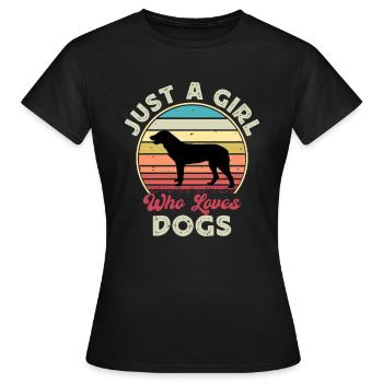 Cao De Castro Laboreiro Hund Silhouette Retro Sonne - Frauen T-Shirt - Schwarz - Vorne - AI Model Female 172 dark (172cm)
