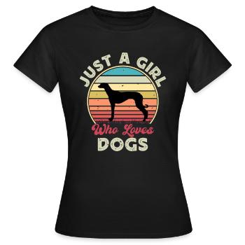 Old Croatian Sighthound Dog Silhouette Retro Sun - Women's T-Shirt - black - Front - AI Model Female 172 dark (172cm)