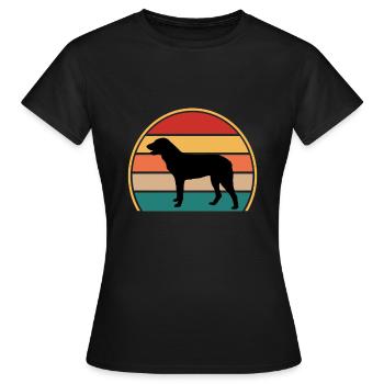 Cao De Castro Laboreiro Hund Silhouette Retro Sonne - Frauen T-Shirt - Schwarz - Vorne - AI Model Female 172 dark (172cm)