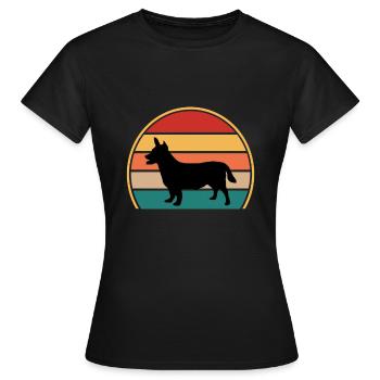 Lancashire Heeler Hund Liebe Silhouette Retro Sonnenuntergang - Frauen T-Shirt - Schwarz - Vorne - AI Model Female 172 dark (172cm)