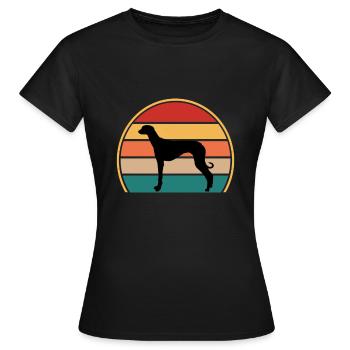 Alte kroatische Windhundhund-Silhouette Retro-Sonne - Frauen T-Shirt - Schwarz - Vorne - AI Model Female 172 dark (172cm)