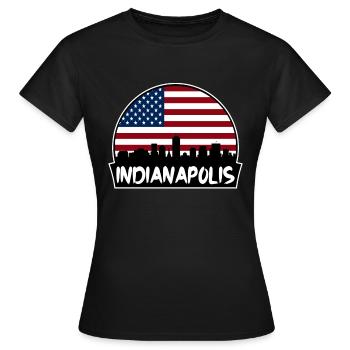 Indianapolis Indiana États-Unis Flag Skyline Silhouette T - T-shirt Femme - noir - Devant - AI Model Female 172 dark (172cm)