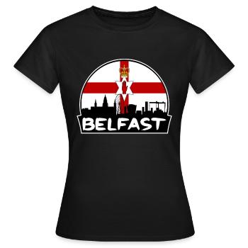 Belfast Irlande du Nord Flag Skyline Silhouette T - T-shirt Femme - noir - Devant - AI Model Female 172 dark (172cm)