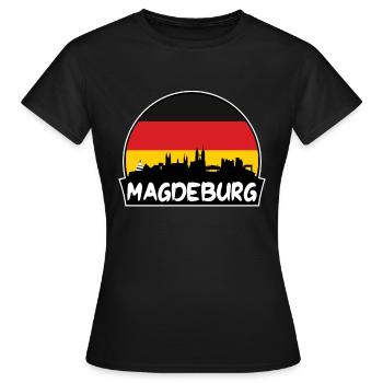 Magdebourg Allemagne Flag Skyline Silhouette Voyage - T-shirt Femme - noir - Devant - AI Model Female 172 dark (172cm)