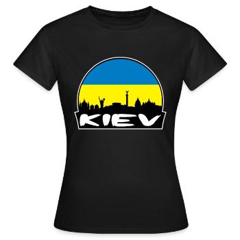 Kiew Ukraine Flagge Skyline Silhouette Reisen - Frauen T-Shirt - Schwarz - Vorne - AI Model Female 172 dark (172cm)