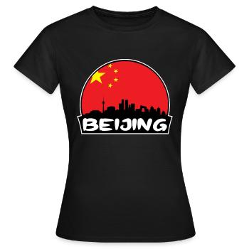 Peking China Flagge Skyline Silhouette Reisen - Frauen T-Shirt - Schwarz - Vorne - AI Model Female 172 dark (172cm)