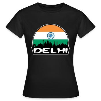 Delhi Inde Flag Skyline Silhouette Voyage - T-shirt Femme - noir - Devant - AI Model Female 172 dark (172cm)