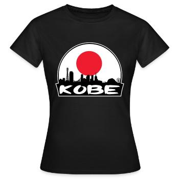 Kobe Japan Flagge Skyline Silhouette Reisen - Frauen T-Shirt - Schwarz - Vorne - AI Model Female 172 dark (172cm)