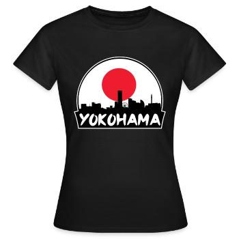 Yokohama Japon Flag Skyline Silhouette Voyage - T-shirt Femme - noir - Devant - AI Model Female 172 dark (172cm)