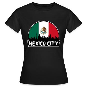 Mexiko-Stadt Mexiko-Flagge Skyline Silhouette Reisen - Frauen T-Shirt - Schwarz - Vorne - AI Model Female 172 dark (172cm)