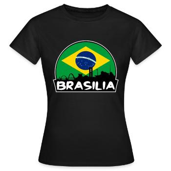 Brasilia Brazil Flag Skyline Silhouette Travel - Women's T-Shirt - black - Front - AI Model Female 172 dark (172cm)