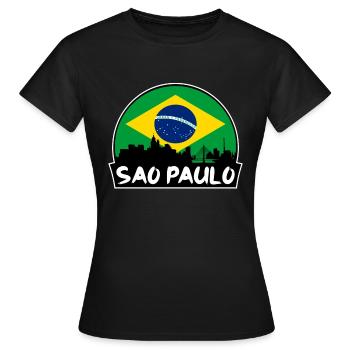 Sao Paulo Brésil Flag Skyline Silhouette Voyage - T-shirt Femme - noir - Devant - AI Model Female 172 dark (172cm)