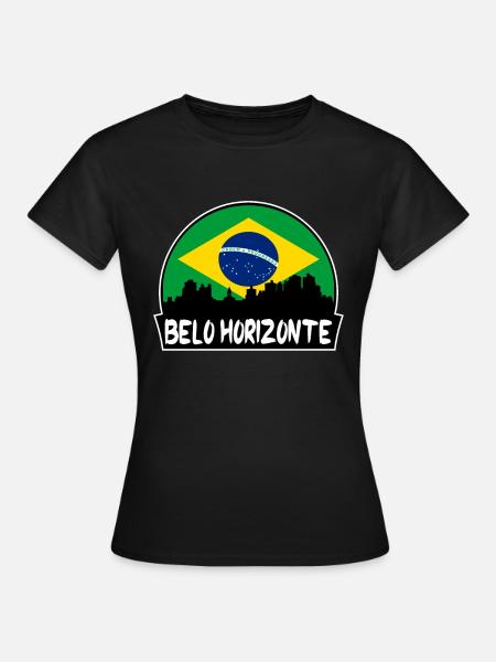 Belo Horizonte Brésil Flag Skyline Silhouette - T-shirt Femme - noir