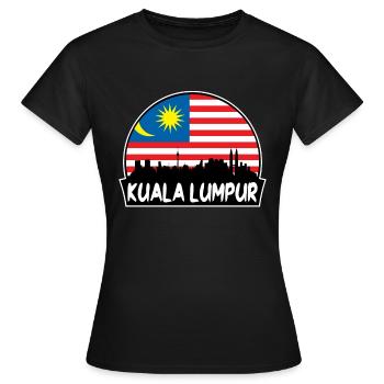 Kuala Lumpur Malaysia Flagge Skyline Silhouette Trav - Frauen T-Shirt - Schwarz - Vorne - AI Model Female 172 dark (172cm)