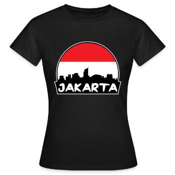 Jakarta Indonésie drapeau Skyline Silhouette Voyage - T-shirt Femme - noir - Devant - AI Model Female 172 dark (172cm)